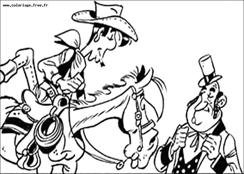 Lucky Luke et son cheval Jolly Jumper dans le Far West