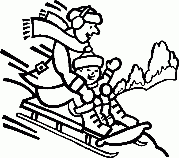 Scène de luge sur la neige avec un enfant joyeux