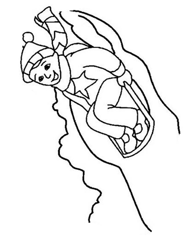 Un enfant s'amusant à glisser sur une luge dans un paysage d'hiver