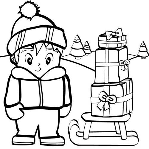 Un enfant s'amusant sur une luge dans un paysage enneigé
