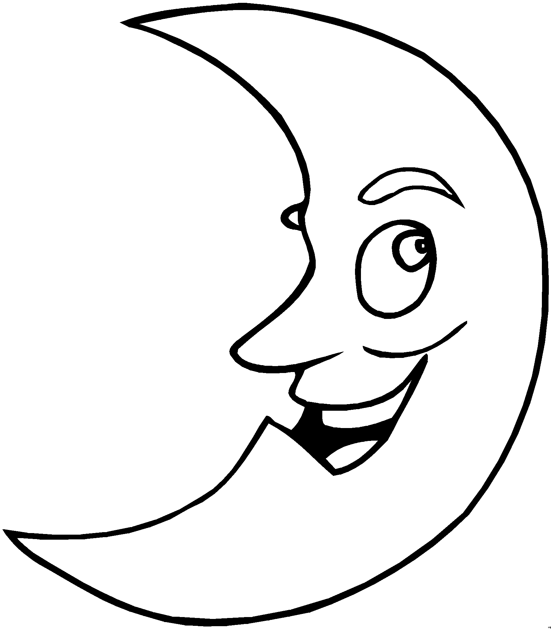 Coloriage d'une lune souriante dans un ciel étoilé Coloriage d'une lune souriante dans un ciel étoilé