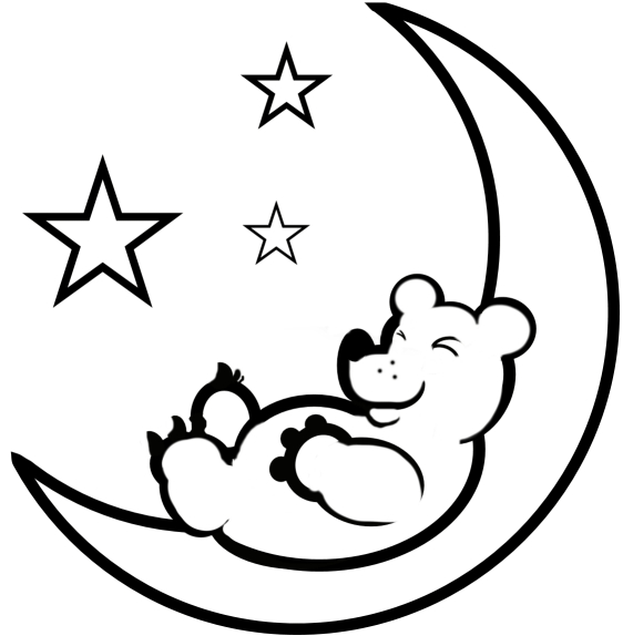 Un coloriage de lune avec des étoiles brillantes et des nuages doux