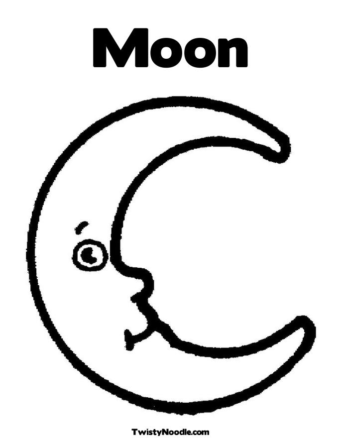 Coloriage d'une lune souriante entourée d'étoiles