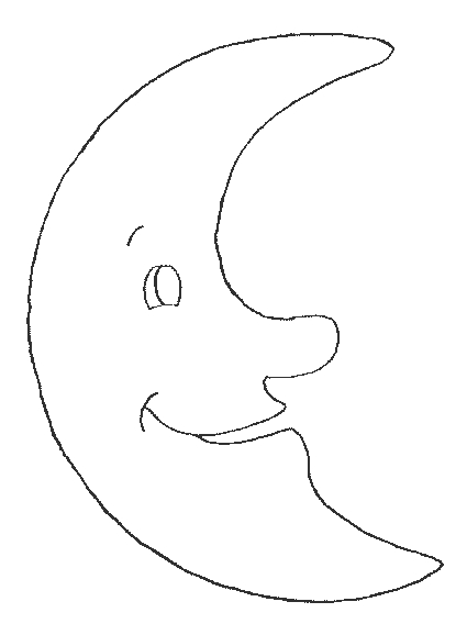 Coloriage d'une lune souriante dans un ciel étoilé