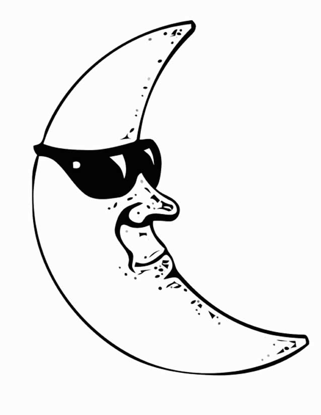 Coloriage d'une lune souriante avec des étoiles et des nuages Coloriage d'une lune souriante avec des étoiles et des nuages