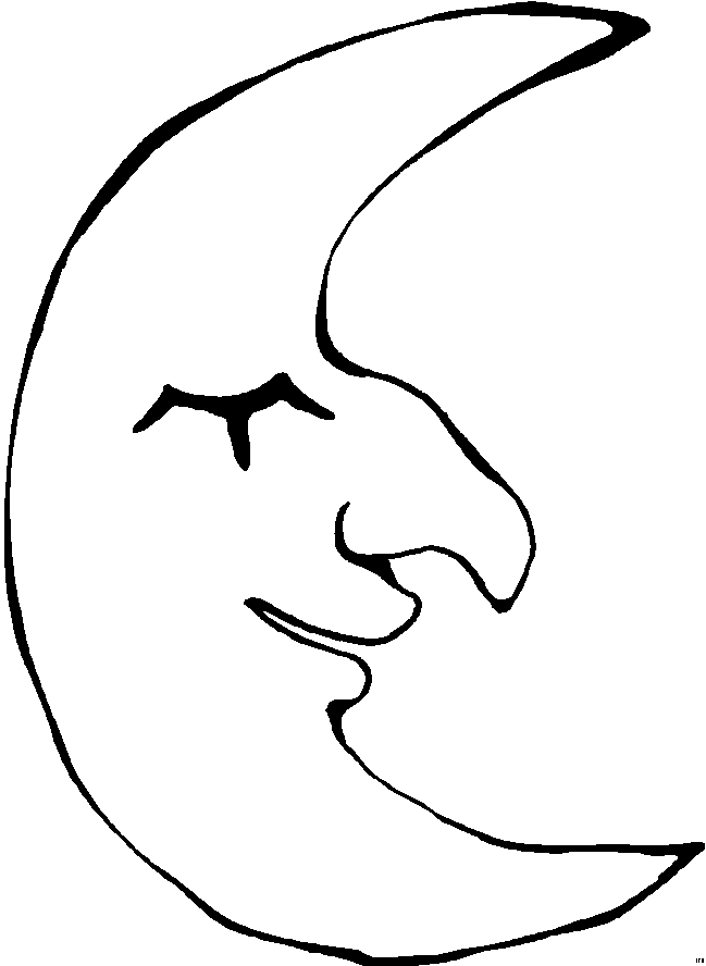 Coloriage d'une lune souriante entourée d'étoiles et de nuages