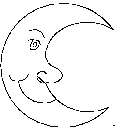 Coloriage d'une lune entourée d'étoiles dans un ciel nocturne