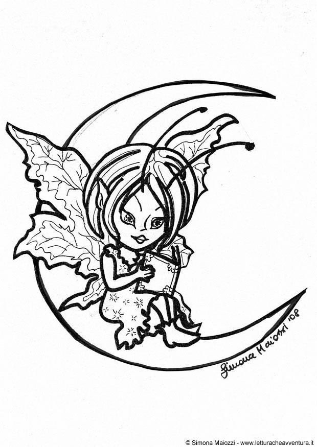 Coloriage d'une lune souriante entourée d'étoiles Coloriage d'une lune souriante entourée d'étoiles