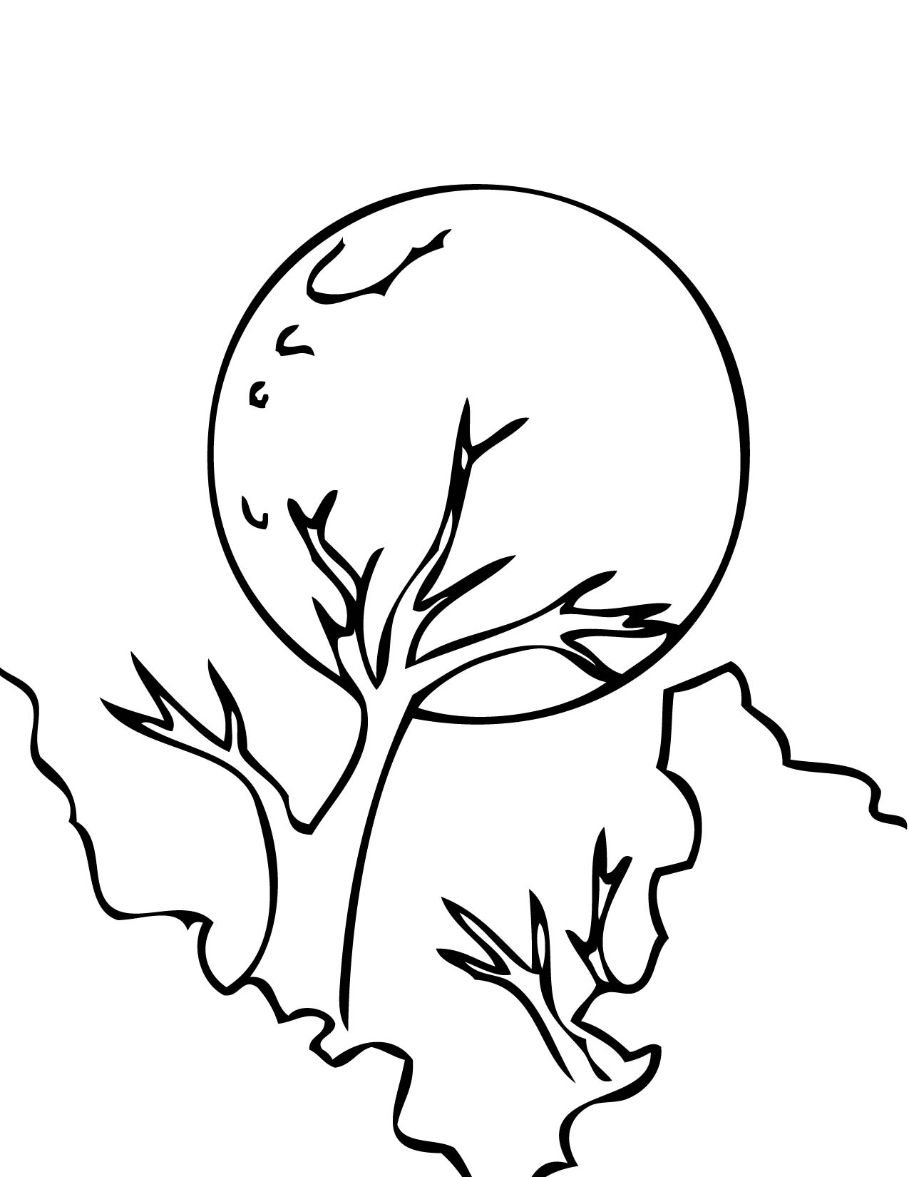 Coloriage d'une lune souriante dans un ciel étoilé