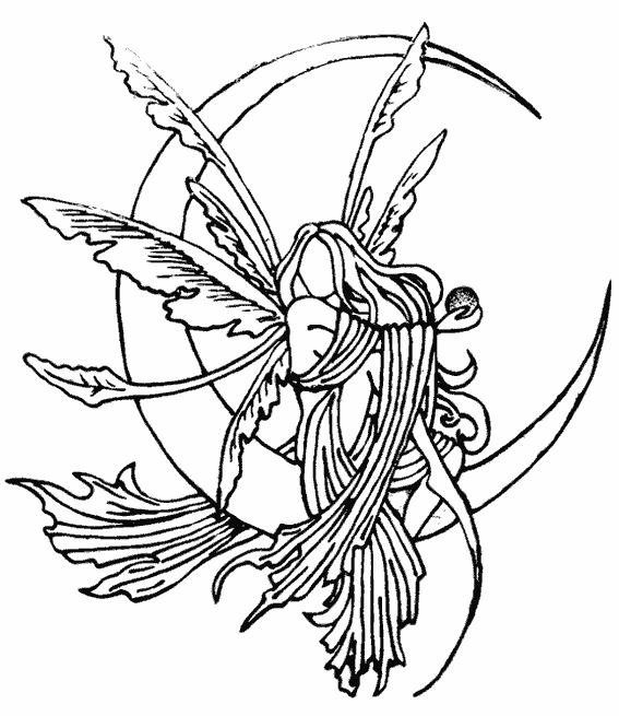 Coloriage d'une lune souriante sous un ciel étoilé