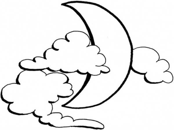 Coloriage d'une lune souriante entourée d'étoiles