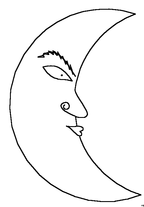 Coloriage d'une lune souriante avec des étoiles scintillantes
