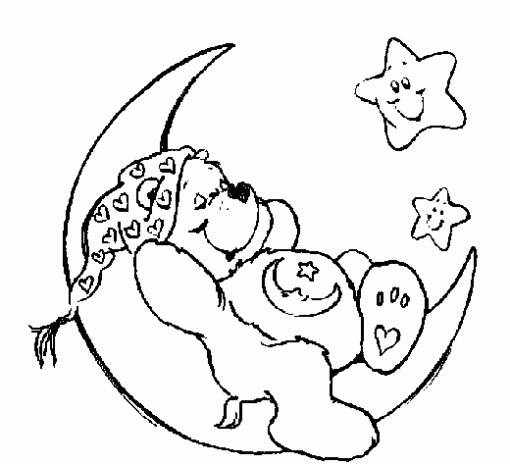 Coloriage d'une lune souriante avec des étoiles scintillantes