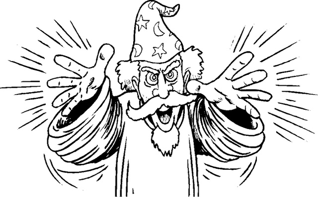 Un magicien en pleine incantation dans un univers fantastique