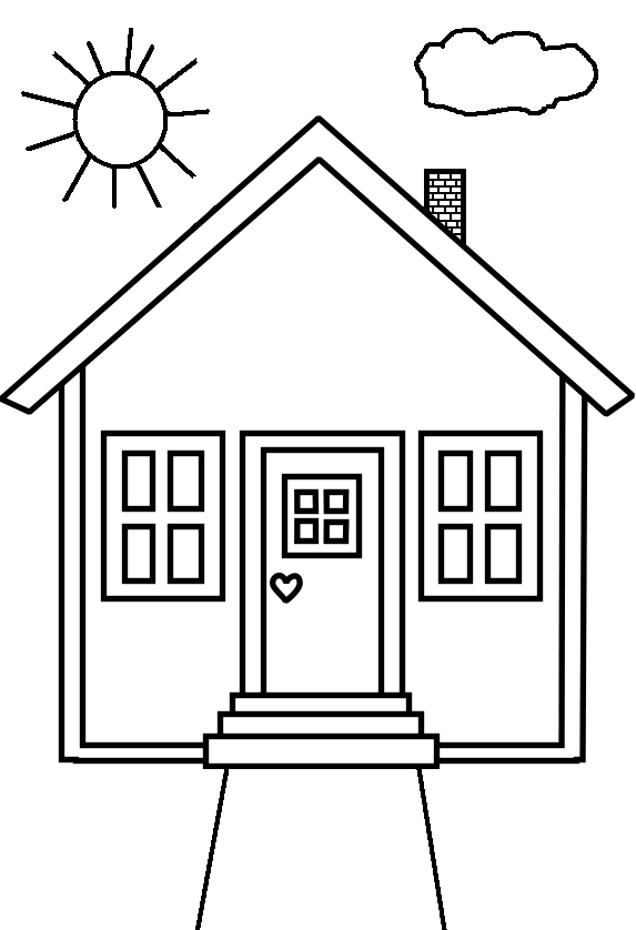 Coloriage d'une maison accueillante avec jardin et arbre