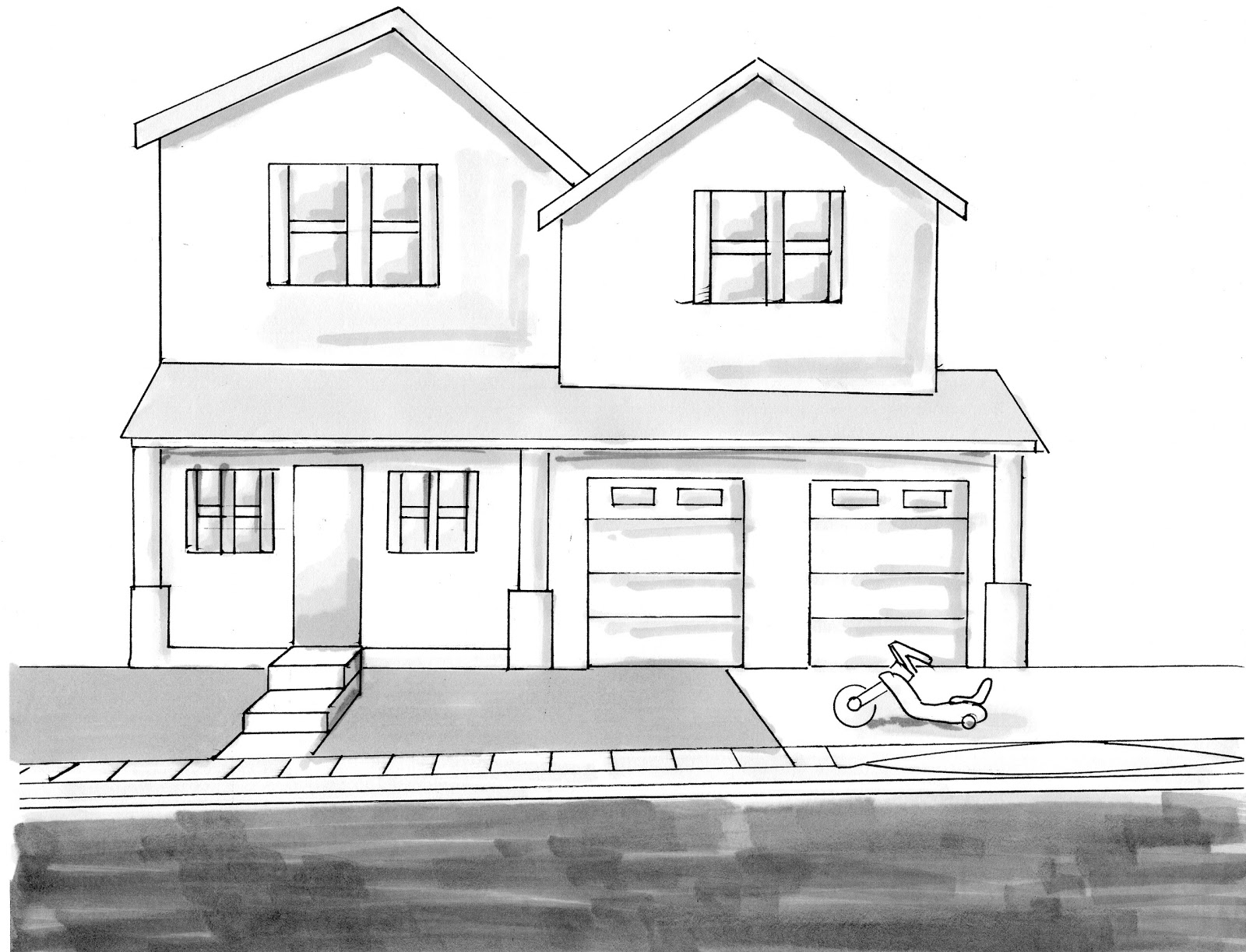 Coloriage d'une maison charmante entourée d'arbres et de fleurs