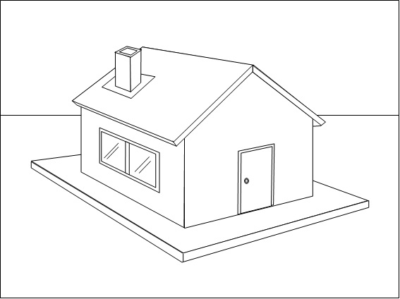Coloriage d'une maison entourée d'arbres et de fleurs