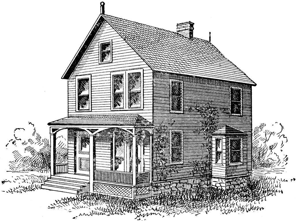 Coloriage d'une maison avec jardin et arbre