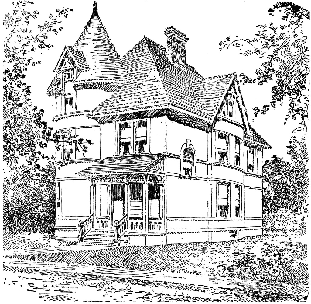 Coloriage d'une maison accueillante entourée d'arbres et de fleurs