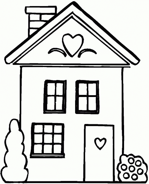 Coloriage d'une maison originale avec jardin et arbres