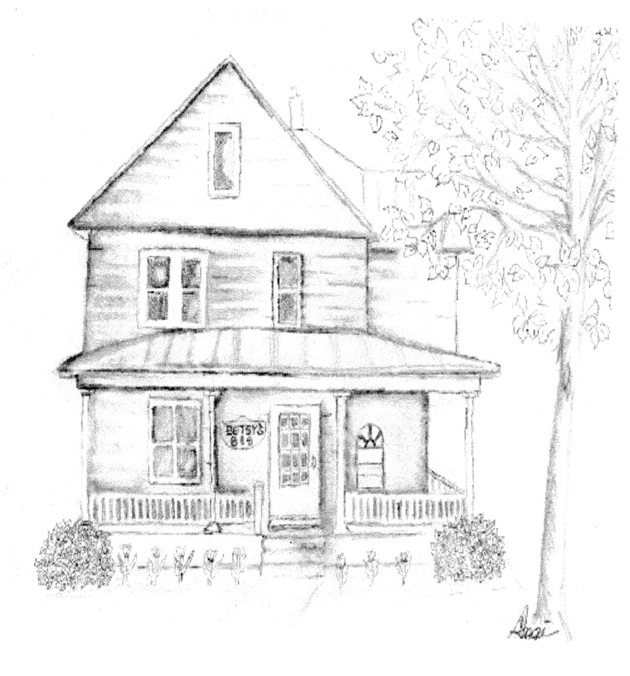 Coloriage d'une maison traditionnelle avec jardin