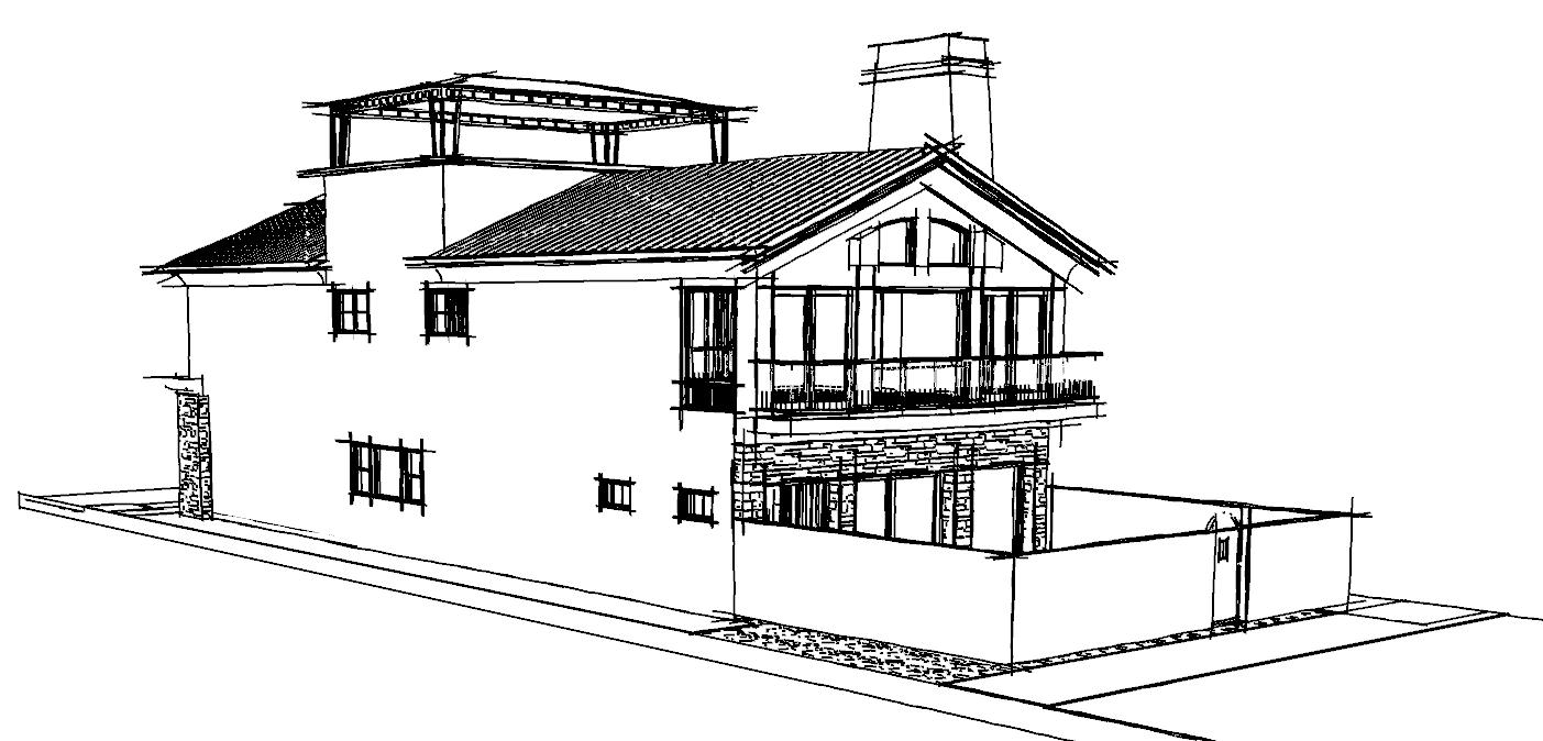 Coloriage d'une maison entourée d'arbres et de fleurs