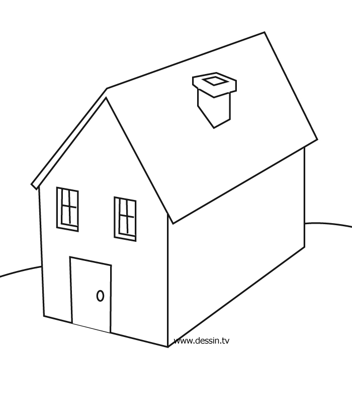 Coloriage d'une maison avec jardin et arbres