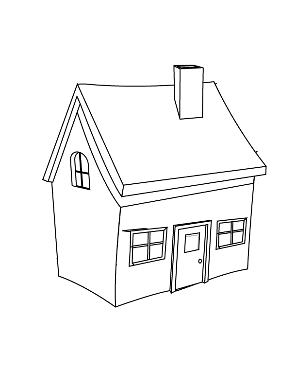 Coloriage d'une maison avec jardin et arbres