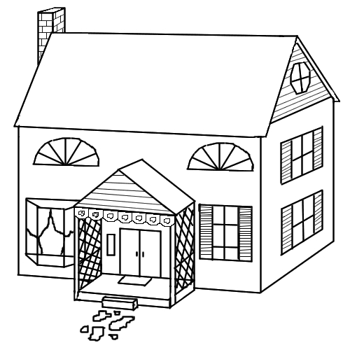 Coloriage d’une maison avec jardin et arbre