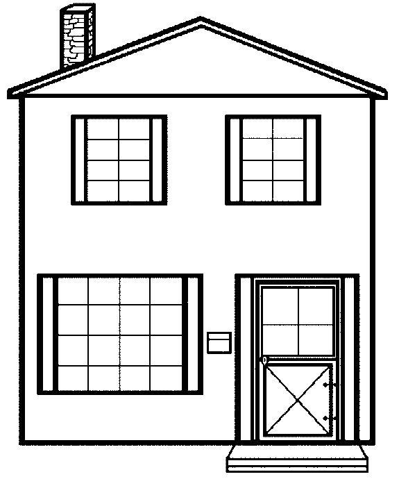Coloriage d'une maison avec jardin et arbres