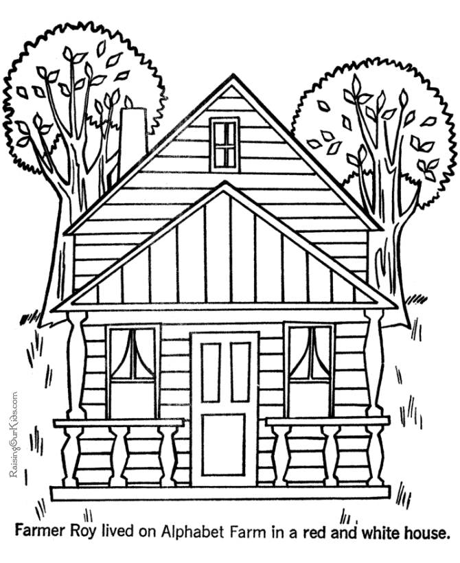 Coloriage d'une maison accueillante avec jardin et arbres