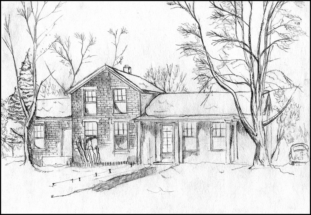 Coloriage d'une maison avec jardin et arbres