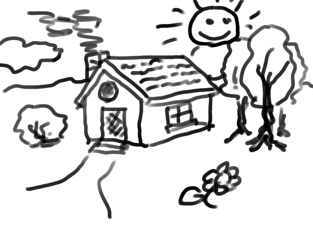 Coloriage d'une maison accueillante au milieu de la nature
