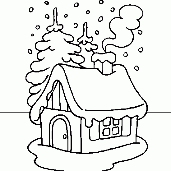 Coloriage d'une maison entourée d'arbres et d'un jardin