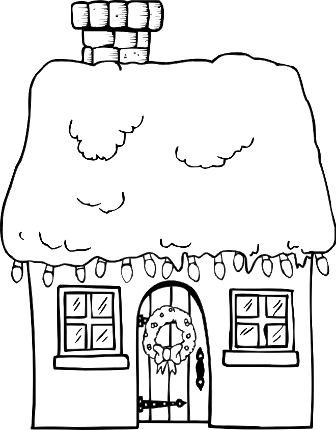 Coloriage d'une maison entourée d'arbres et d'un jardin