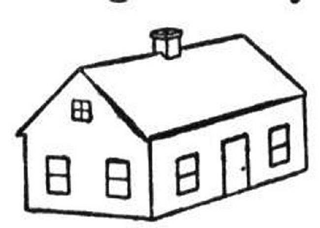 Coloriage d'une maison avec jardin et arbres