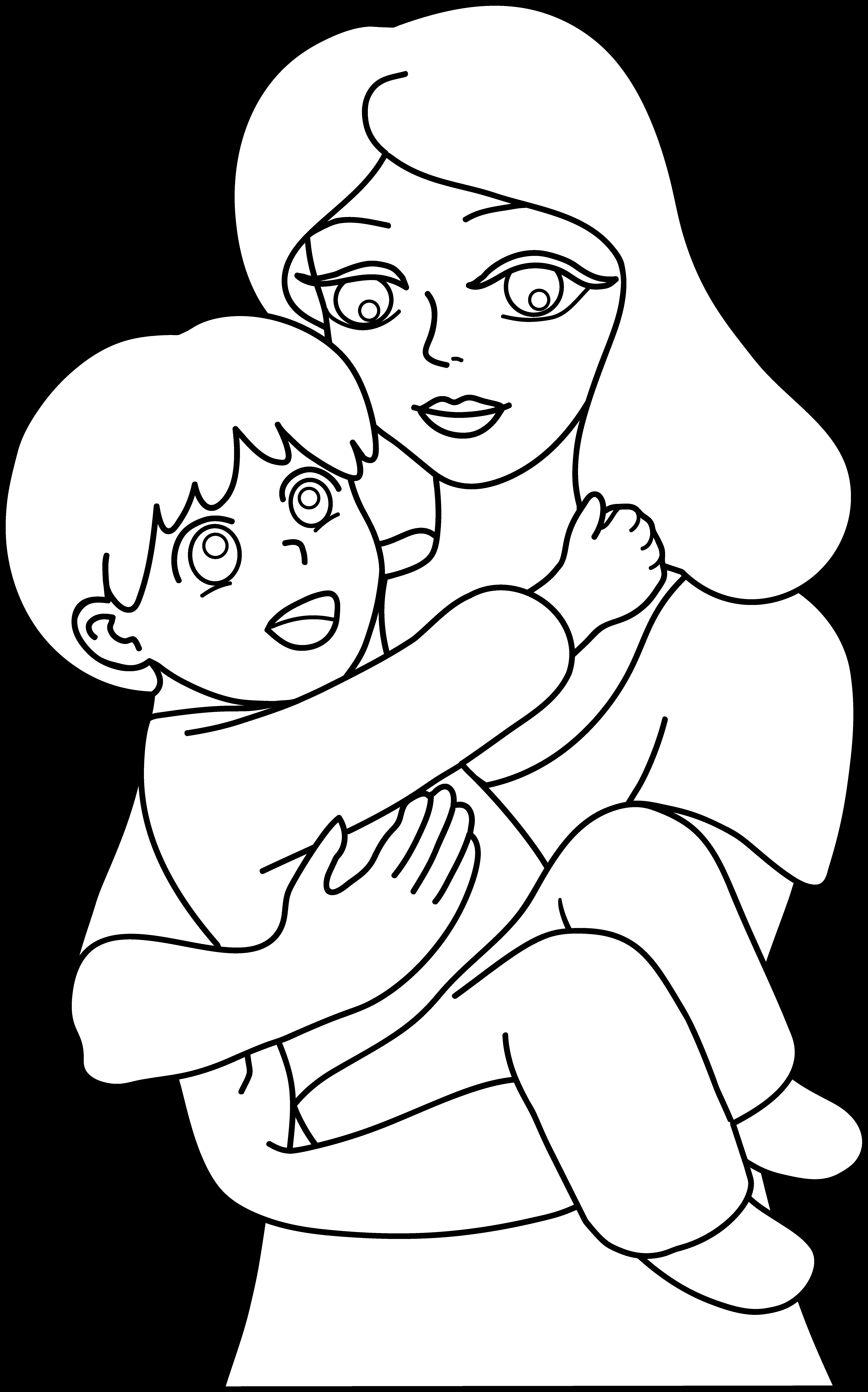 Coloriage d'une maman entourée de fleurs et de cœurs Coloriage d'une maman entourée de fleurs et de cœurs