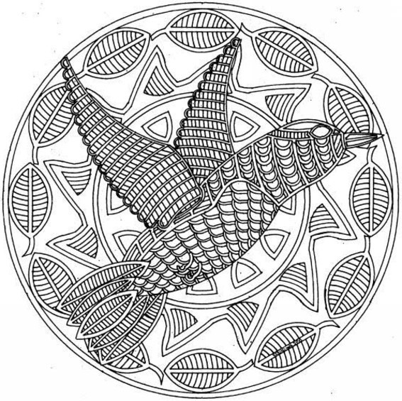 Coloriage de mandalas avec des motifs animaliers stylisés