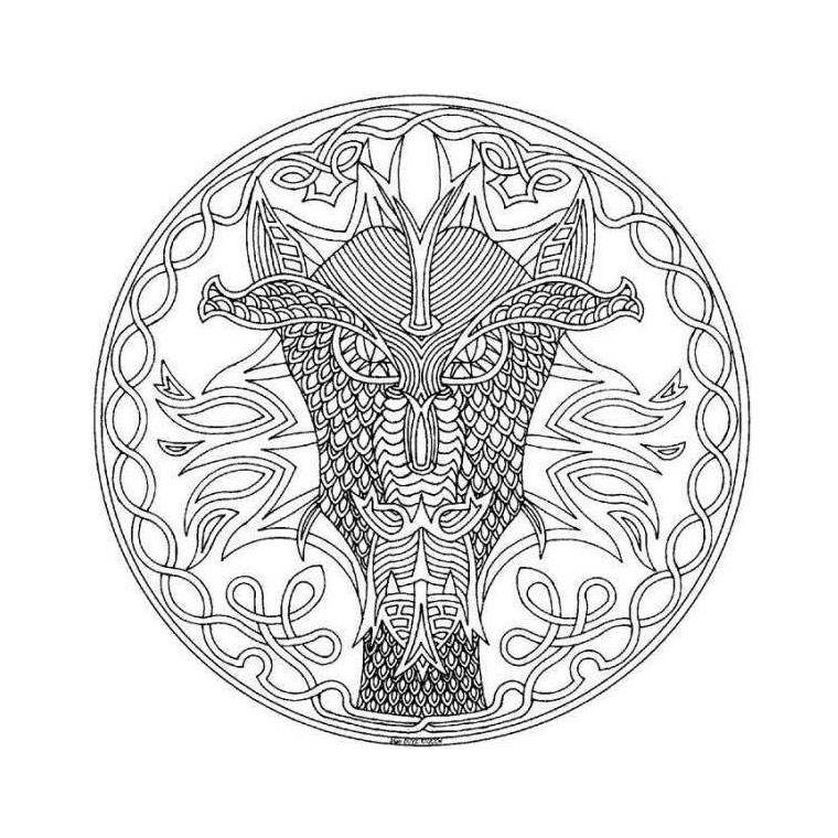 Coloriage de mandalas animaux avec motifs floraux