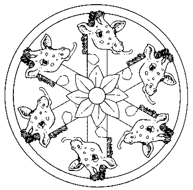 Coloriage de mandalas animaliers avec motifs floraux et géométriques