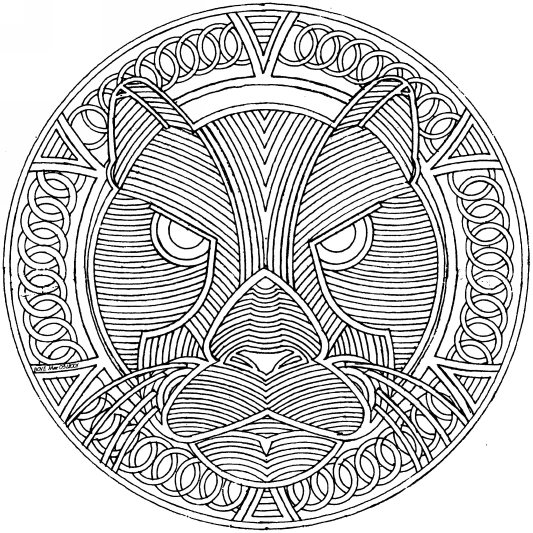 Coloriage de mandalas représentant des animaux stylisés