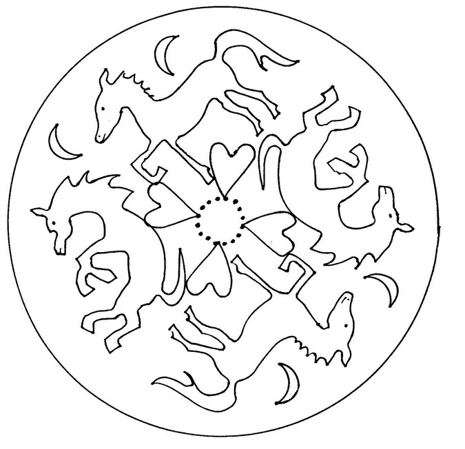 Coloriage de mandalas mettant en scène des animaux dans des motifs géométriques Coloriage de mandalas mettant en scène des animaux dans des motifs géométriques