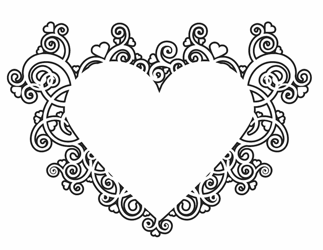 Coloriage de mandalas en forme de cœur avec motifs floraux