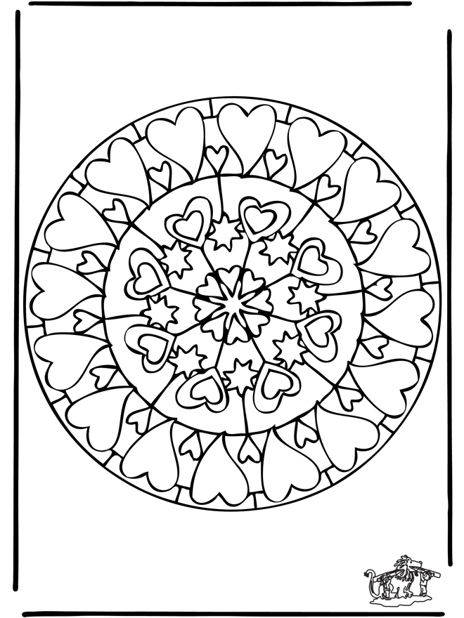 Coloriage de mandalas en forme de cœur à motifs floraux
