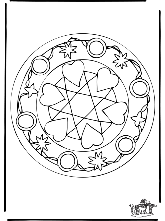 Coloriage de mandalas en forme de cœur avec des motifs floraux