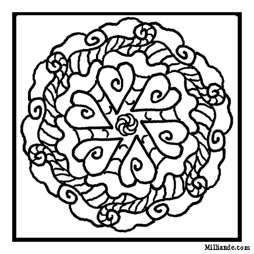 Coloriage Mandalas Coeur #30231 à imprimer