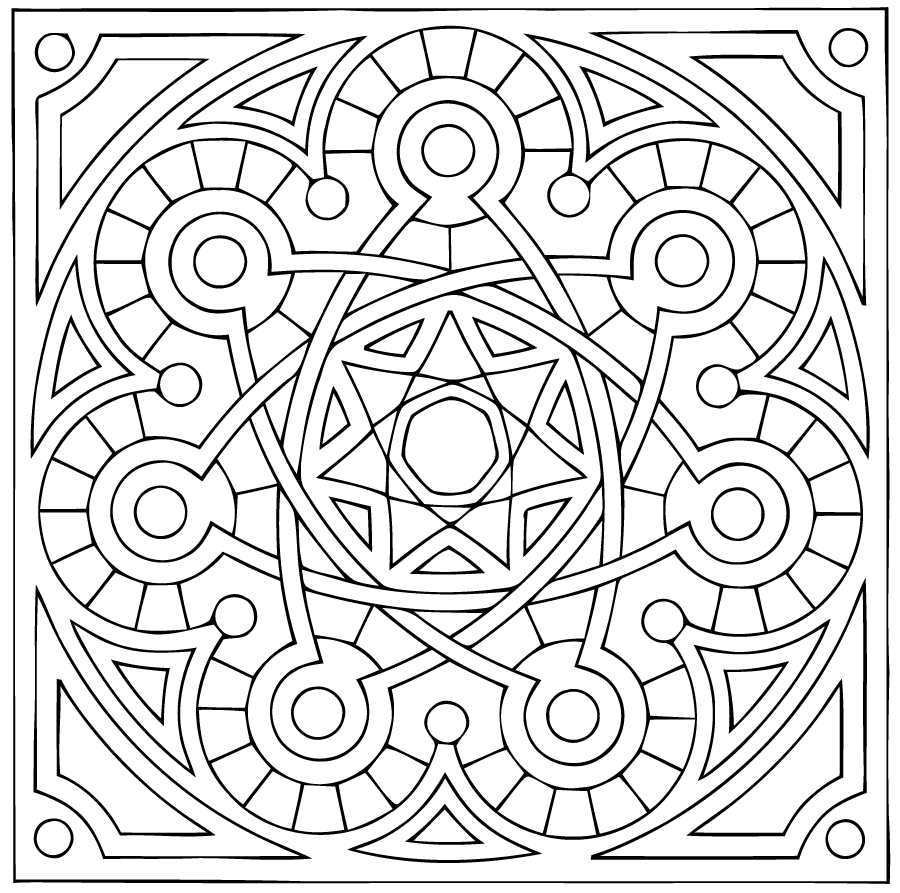 Coloriage de mandalas en forme d'étoile avec motifs variés