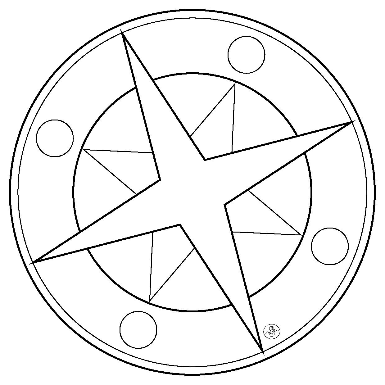Coloriage d'un mandala étoilé avec motifs géométriques