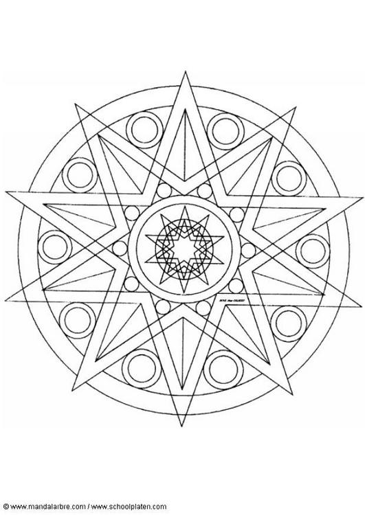 Coloriage de mandalas étoile avec motifs géométriques