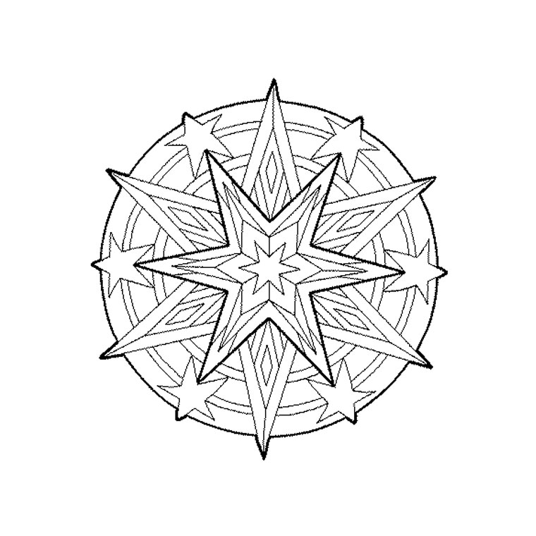 Coloriage de mandalas en forme d'étoile à motifs variés